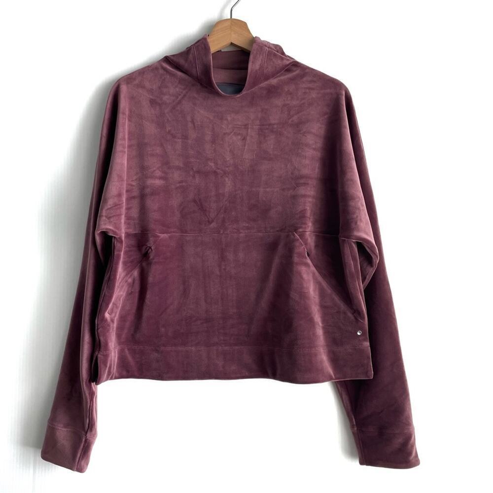 Prana Pheonix pullover funnel neck velour top with kangaroo pocket size medium